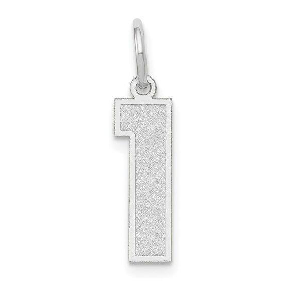 14k White Gold, Jersey Collection, Medium Number 1 Pendant - Picture 1 of 6